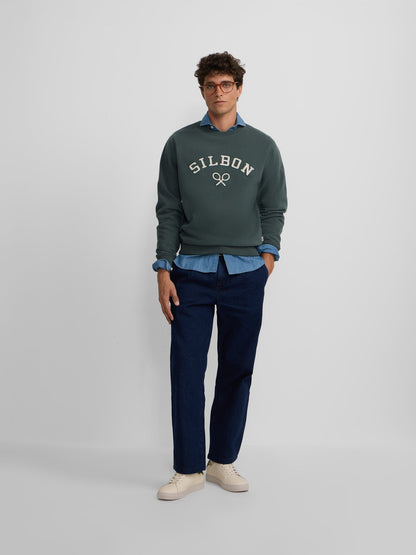 Sudadera Silbon raqueta pana verde oscuro
