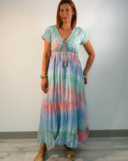 Vestido tie dye boho largo