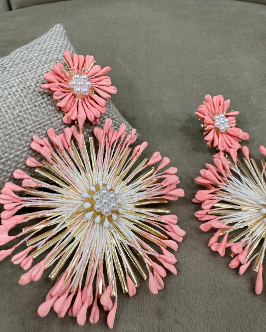 Pendiente coral flor