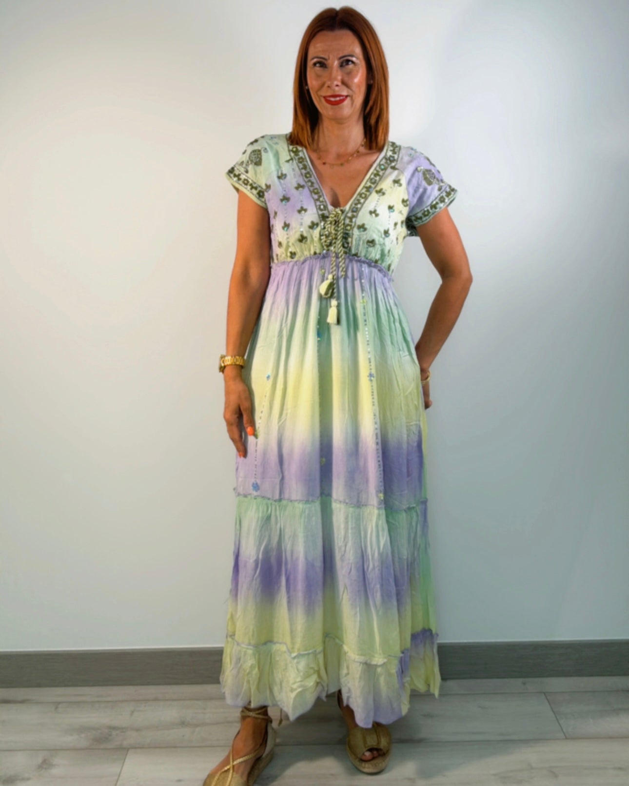 Vestido tie dye boho largo