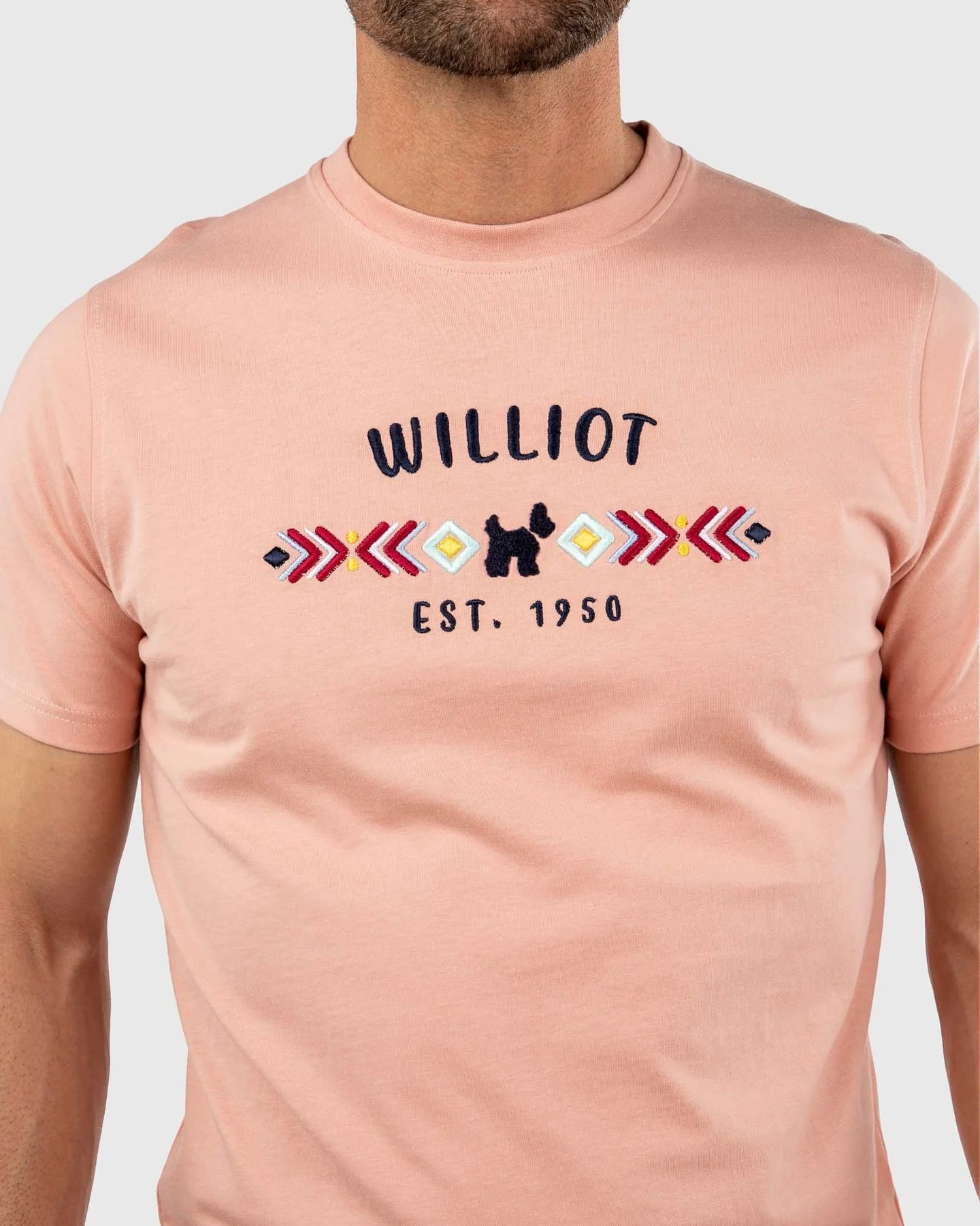 Camiseta Etnica coral suave bordada Williot