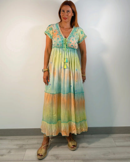 Vestido tie dye boho largo