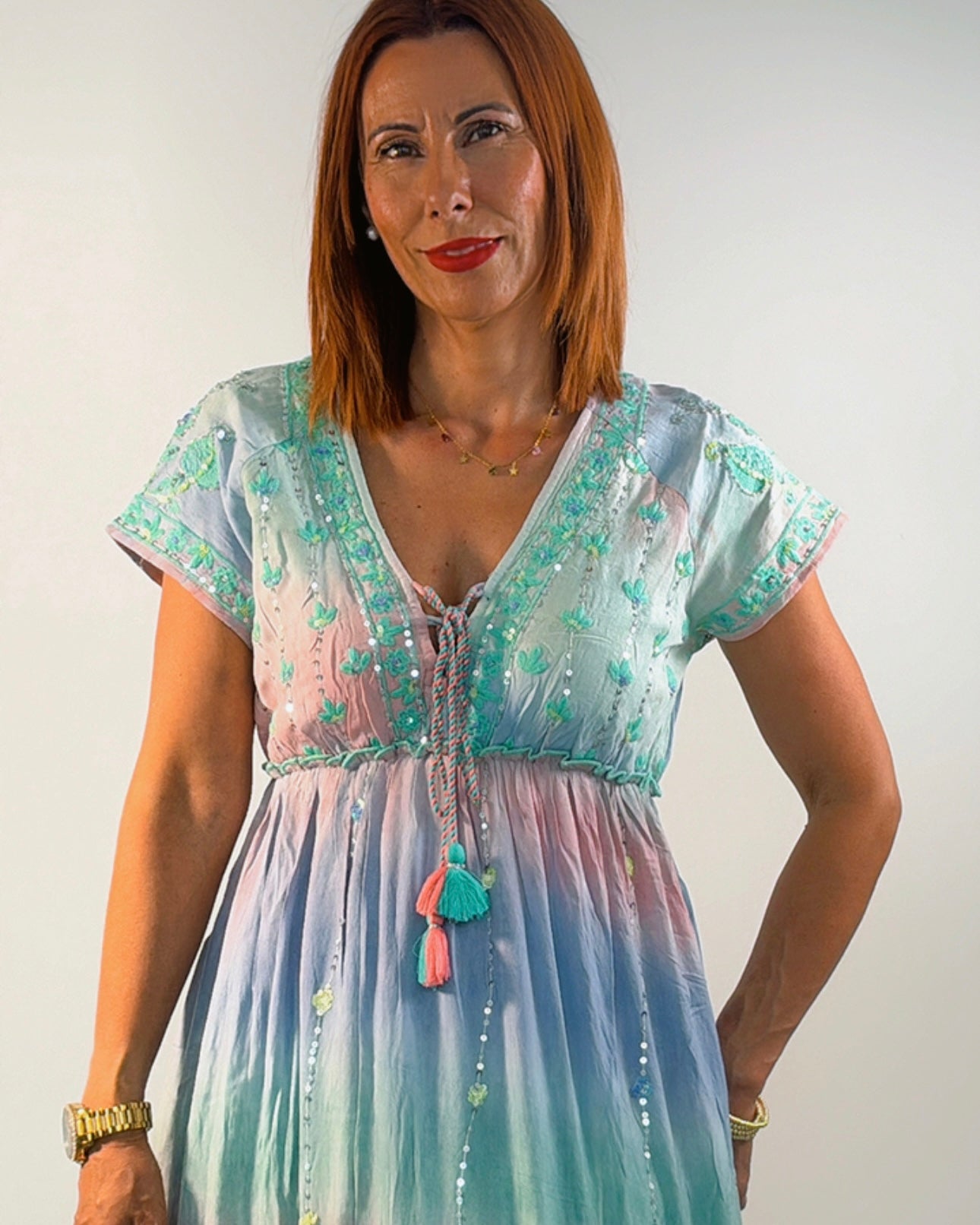 Vestido tie dye boho largo