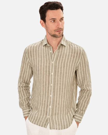 Gray striped linen shirt