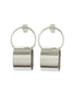 Silver hoop and cylinder earring