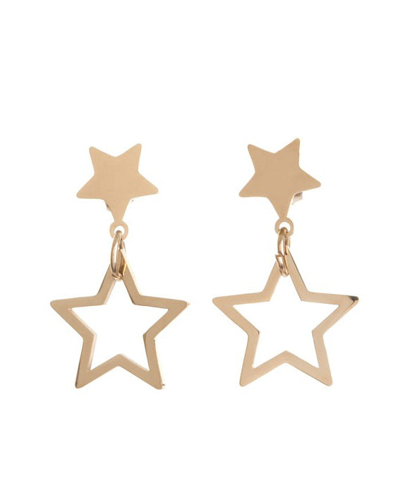 Pink duo star earring