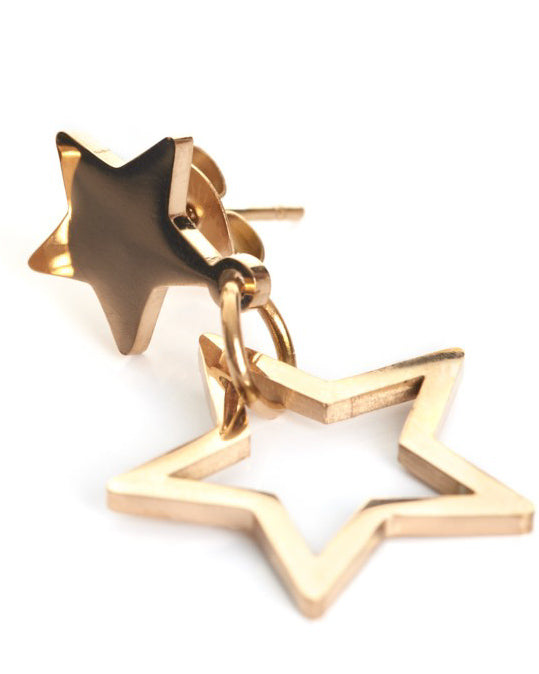 Pink duo star earring